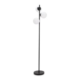 ValueLights Jas Opal White Frosted Glass Globe Shades 3 Way Floor Lamp with Bulbs in Black - thumbnail 3