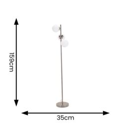 ValueLights Jas Opal White Frosted Glass Globe Shades 3 Way Floor Lamp with Bulbs in Black - thumbnail 5