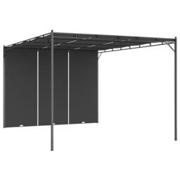 Berkfield Home Garden Gazebo with Side Curtain 4x3x2.25 m Anthracite in Black - thumbnail 2