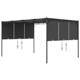 Berkfield Home Garden Gazebo with Side Curtain 4x3x2.25 m Anthracite in Black - thumbnail 6