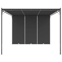 Berkfield Home Garden Gazebo with Side Curtain 4x3x2.25 m Anthracite in Black - thumbnail 1