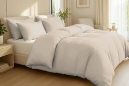 Pamposh Premium Egyptian Cotton Duvet Cover Set Reversible Quilt Covers in Taupe - Size: Single