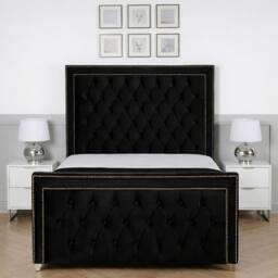 Living Comfort Bedz Metro Upholstered Gas Lift Storage Bed with 48 Inch Headboard in Black - Size: Small Double - thumbnail 2