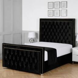Living Comfort Bedz Metro Upholstered Gas Lift Storage Bed with 48 Inch Headboard in Black - Size: Small Double - thumbnail 1