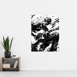 "Artery8 Guitarist Playing Guitar Black White Ink Drawing Wall Art Print - Size: W24"" x H32""" - thumbnail 4