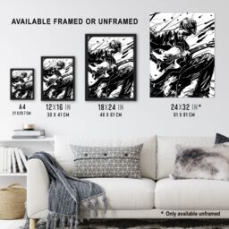 "Artery8 Guitarist Playing Guitar Black White Ink Drawing Wall Art Print - Size: W24"" x H32""" - thumbnail 3