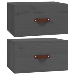 Berkfield Home Wall-mounted Bedside Cabinets 2 pcs Grey 40x29.5x22 cm - thumbnail 2