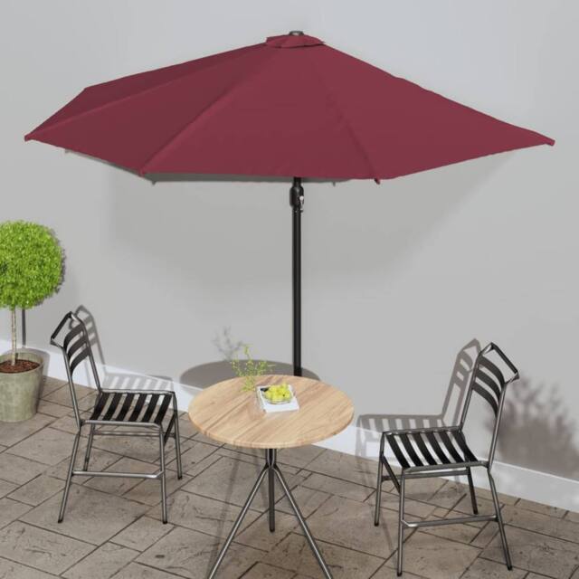 Berkfield Home Balcony Parasol with Aluminium Pole Bordeaux Red 300x155x223 cm Half - Size: 300 x 155 x 223 cm - image 1