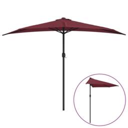 Berkfield Home Balcony Parasol with Aluminium Pole Bordeaux Red 300x155x223 cm Half - Size: 300 x 155 x 223 cm - thumbnail 2