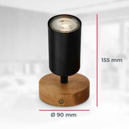 B.K.Licht Black Metal Wood Wall Light Spotlight Reading Lamp GU10 Bulb Not Incl - thumbnail 5
