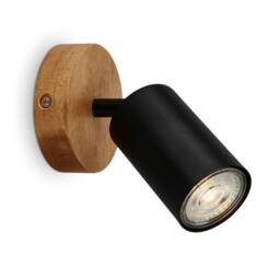 B.K.Licht Black Metal Wood Wall Light Spotlight Reading Lamp GU10 Bulb Not Incl - thumbnail 1
