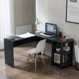 EONLION Black Corner Office desk L-shaped Computer - Size: 100 cm - thumbnail 3