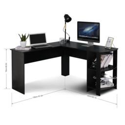 EONLION Black Corner Office desk L-shaped Computer - Size: 100 cm - thumbnail 2