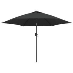 Berkfield Home Outdoor Parasol with LED Lights & Steel Pole 300cm Anthracite in Black