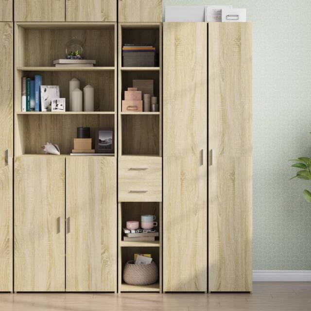 Berkfield Home Highboard Sonoma Oak 30x42.5x185 cm Engineered Wood in Tan - image 1