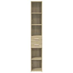 Berkfield Home Highboard Sonoma Oak 30x42.5x185 cm Engineered Wood in Tan - thumbnail 4
