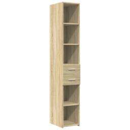 Berkfield Home Highboard Sonoma Oak 30x42.5x185 cm Engineered Wood in Tan - thumbnail 2