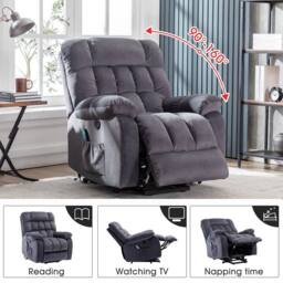 STILVORA Electric Lift Recliner Chair with Massage, Heat & USB in Grey - thumbnail 8