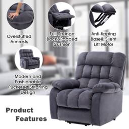 STILVORA Electric Lift Recliner Chair with Massage, Heat & USB in Grey - thumbnail 7