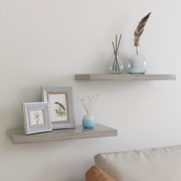 Berkfield Home Floating Wall Shelves 2 pcs Concrete Grey 60x23.5x3.8 cm MDF - thumbnail 1