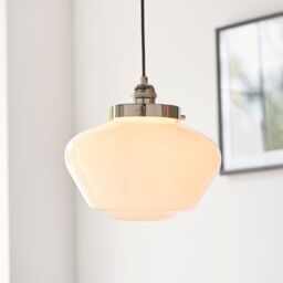 Loops Polished Nickel Ceiling Pendant Light Opal Glass Shade Hanging Lighting Fixture in Metallics - thumbnail 5