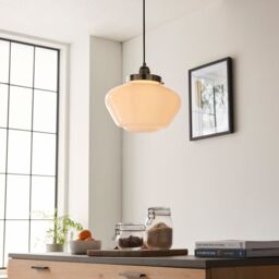 Loops Polished Nickel Ceiling Pendant Light Opal Glass Shade Hanging Lighting Fixture in Metallics - thumbnail 3