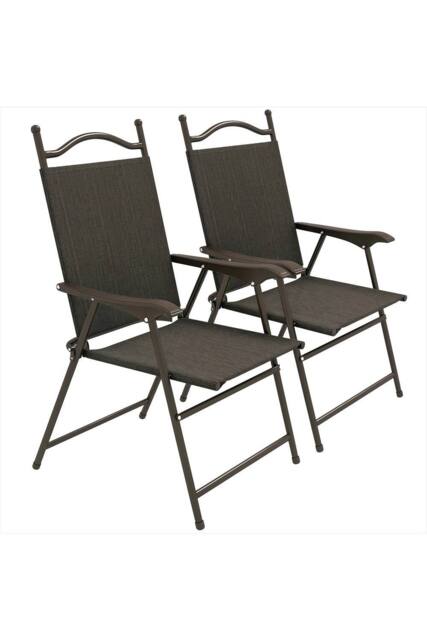 ERGOVEXA Set of Two Folding Garden Chairs, Dark Brown - image 1