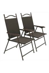 ERGOVEXA Set of Two Folding Garden Chairs, Dark Brown
