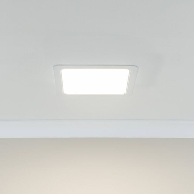 ValueLights Lacey Square IP44 Bathroom Flush or Recessed Integrated LED Ceiling Light in White - image 1