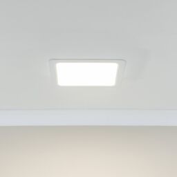 ValueLights Lacey Square IP44 Bathroom Flush or Recessed Integrated LED Ceiling Light in White