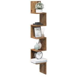 Berkfield Home Wall Corner Shelf Old Wood 20x20x127.5 cm Engineered Wood in Brown - thumbnail 2
