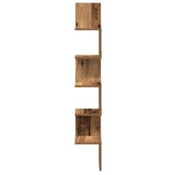 Berkfield Home Wall Corner Shelf Old Wood 20x20x127.5 cm Engineered Wood in Brown - thumbnail 4