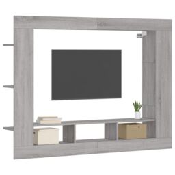 Berkfield Home TV Cabinet Grey Sonoma 152x22x113 cm Engineered Wood - Size: 152 x 22 x 113 cm - thumbnail 3