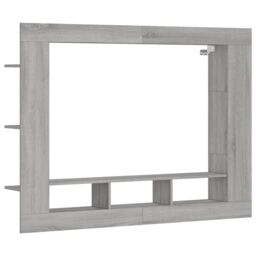 Berkfield Home TV Cabinet Grey Sonoma 152x22x113 cm Engineered Wood - Size: 152 x 22 x 113 cm - thumbnail 2