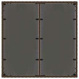 Berkfield Home Garden Table with Glass Top Brown 90x90x75 cm Poly Rattan - Size: 90 x 90 x 75 cm - thumbnail 7