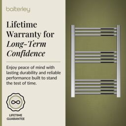 Balterley Straight Heated Towel Rail Radiator, 279W, 600 x 800mm, Chrome in Silver - thumbnail 7