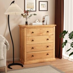 Cabinet Bits Lucca 4 Drawer Chest of Drawers Brass Knob in Light Brown - thumbnail 1