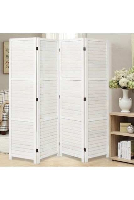 Living and Home Folding Solid Wood Room Divider Privacy Screen in White - image 1