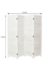 Living and Home Folding Solid Wood Room Divider Privacy Screen in White - thumbnail 6
