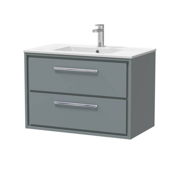 Balterley Bathroom Wall Hung 2 Soft-Close Drawer Vanity Unit, Grey, 800mm in Grey