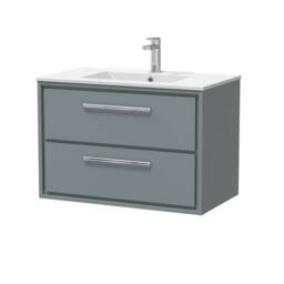 Balterley Bathroom Wall Hung 2 Soft-Close Drawer Vanity Unit, Grey, 800mm in Grey - thumbnail 1