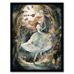 Artery8 Wall Art Print Alice In Wonderland Watercolour Down The Rabbit Hole Whimsical Magical Adventure Painting Art Framed - Size: A4 - thumbnail 1