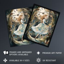 Artery8 Wall Art Print Alice In Wonderland Watercolour Down The Rabbit Hole Whimsical Magical Adventure Painting Art Framed - Size: A4 - thumbnail 2