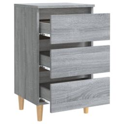 Berkfield Home Bed Cabinet with Solid Wood Legs Grey Sonoma 40x35x69 cm - Size: 40 x 35 x 69 cm - thumbnail 5