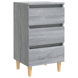 Berkfield Home Bed Cabinet with Solid Wood Legs Grey Sonoma 40x35x69 cm - Size: 40 x 35 x 69 cm - thumbnail 2
