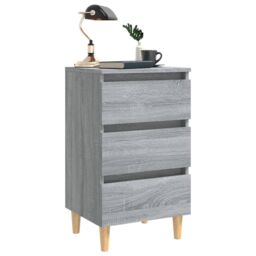 Berkfield Home Bed Cabinet with Solid Wood Legs Grey Sonoma 40x35x69 cm - Size: 40 x 35 x 69 cm - thumbnail 4