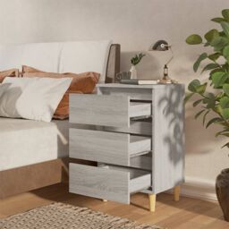 Berkfield Home Bed Cabinet with Solid Wood Legs Grey Sonoma 40x35x69 cm - Size: 40 x 35 x 69 cm - thumbnail 3