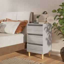 Berkfield Home Bed Cabinet with Solid Wood Legs Grey Sonoma 40x35x69 cm - Size: 40 x 35 x 69 cm - thumbnail 1