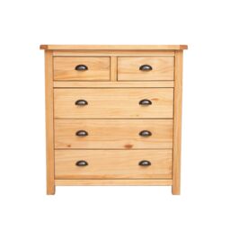 Cabinet Bits Lugo 5 Drawer Chest of Drawers Brass Cup Handle in Light Brown
