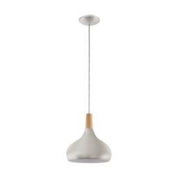 Loops Pendant Ceiling Light Colour Brushed Silver Shade Brown Wood Bulb E27 1x60W in Metallics